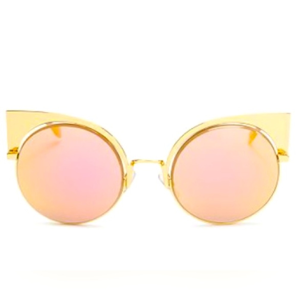 FENDI Eyeshine Round Cat-Eye Gold/Pink Sunglasses and Case